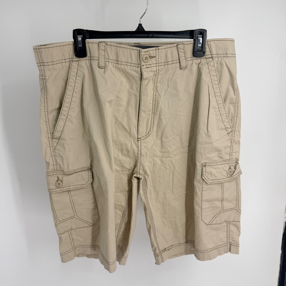 WearFirst Free-Dry Mens Khaki Ripstop Cargo Shorts Size 38 Stretch Cotton Tan